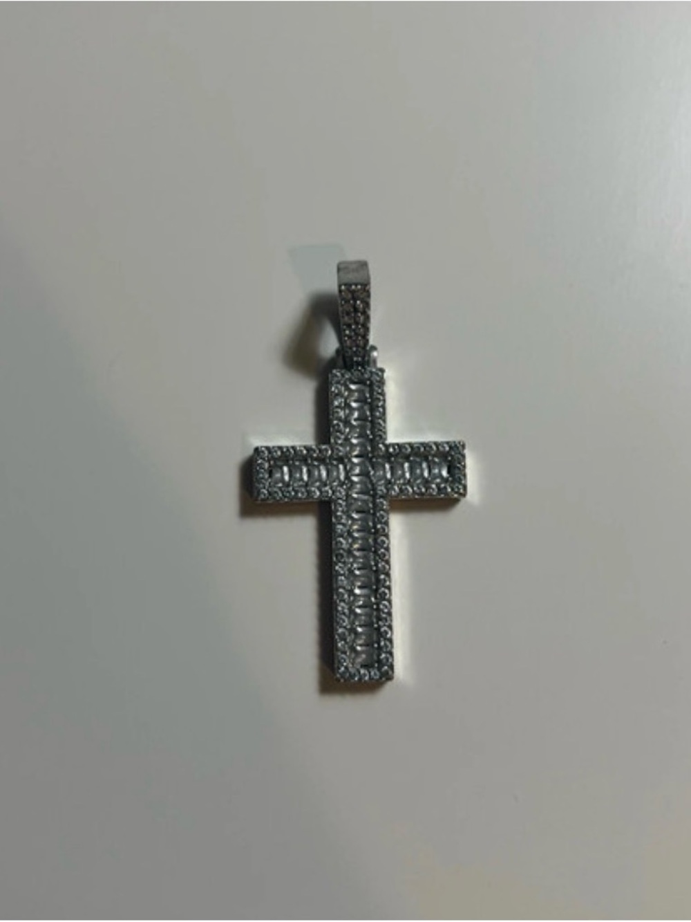 Silver Crystal Cross Pendant Necklace -